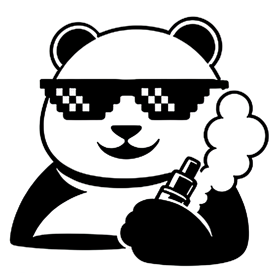 Fat Panda in thug glasses holding a vape